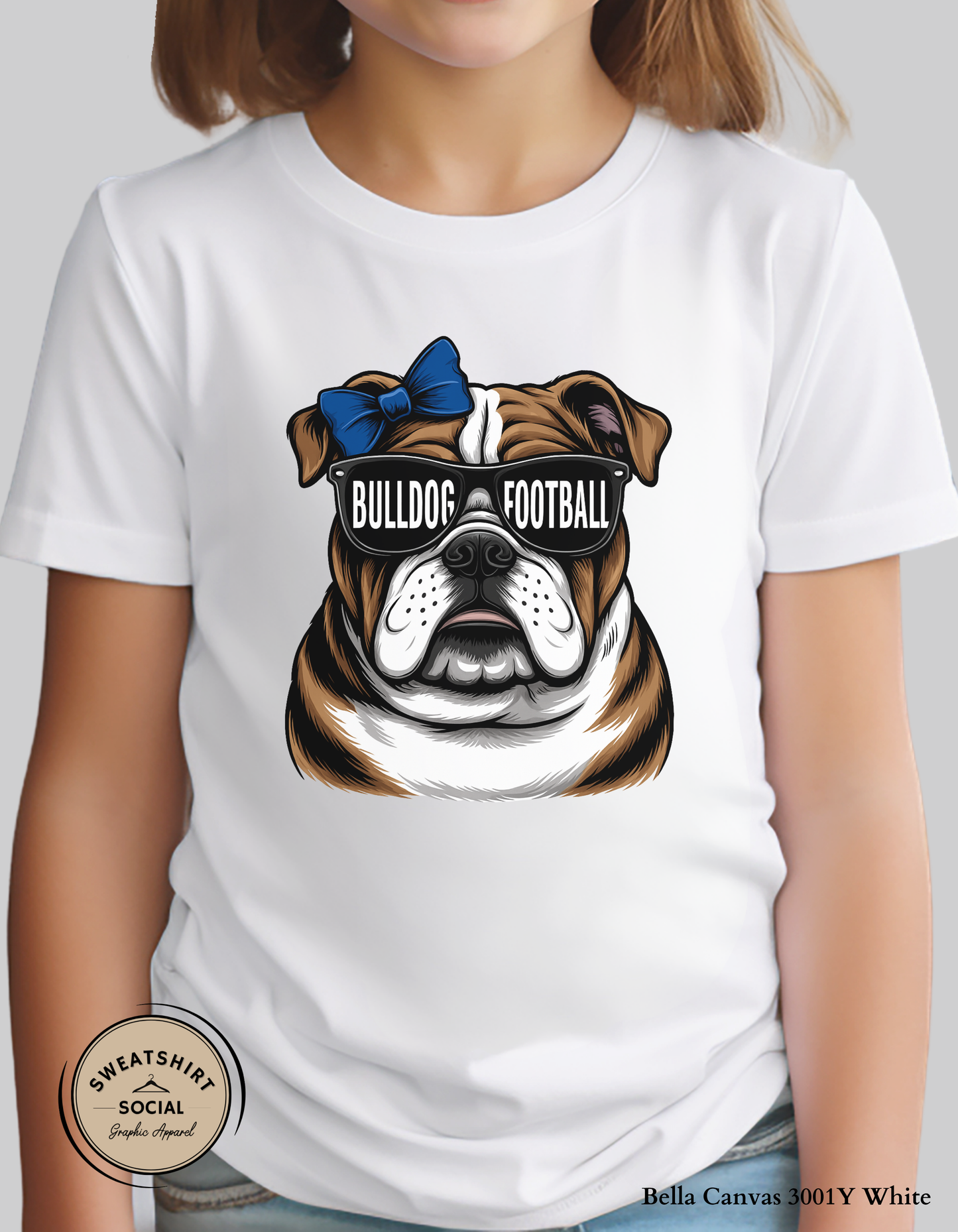 Kids Bulldog Football Mascot Tee – Cute Game Day Shirt (Youth Sizes)