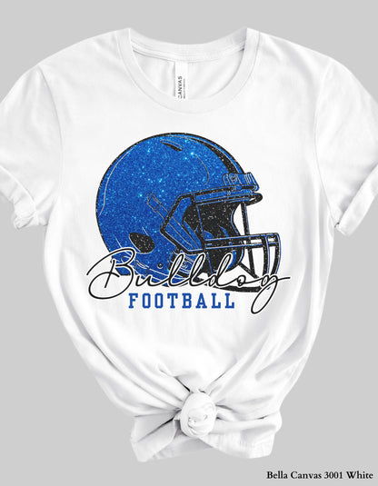 Gold Hill Bulldogs Football Shirt – Faux Glitter Helmet Design (Adult Game Day Tee or Sweatshirt)
