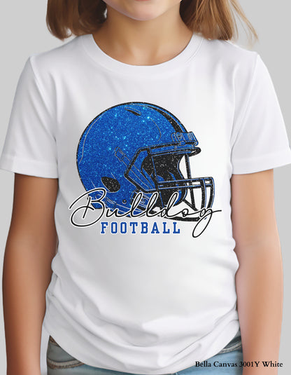 Kids Gold Hill Bulldogs Football Shirt – Faux Glitter Helmet Design (Infant, Toddler, and Youth Game Day Top)