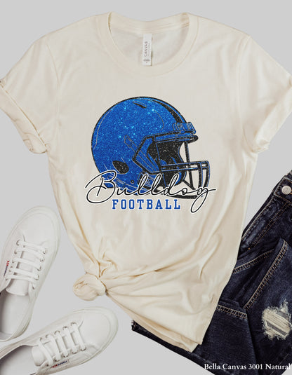 Gold Hill Bulldogs Football Shirt – Faux Glitter Helmet Design (Adult Game Day Tee or Sweatshirt)