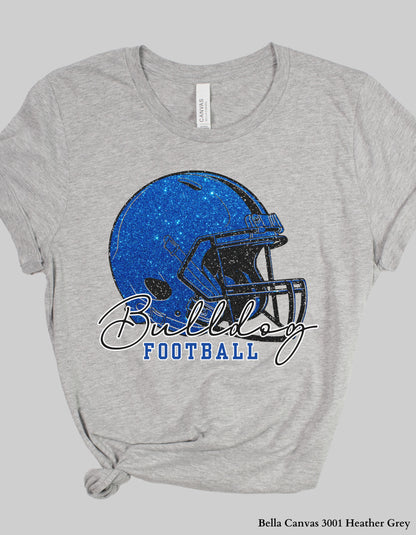 Gold Hill Bulldogs Football Shirt – Faux Glitter Helmet Design (Adult Game Day Tee or Sweatshirt)
