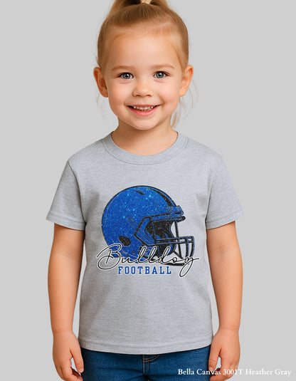 Kids Gold Hill Bulldogs Football Shirt – Faux Glitter Helmet Design (Infant, Toddler, and Youth Game Day Top)