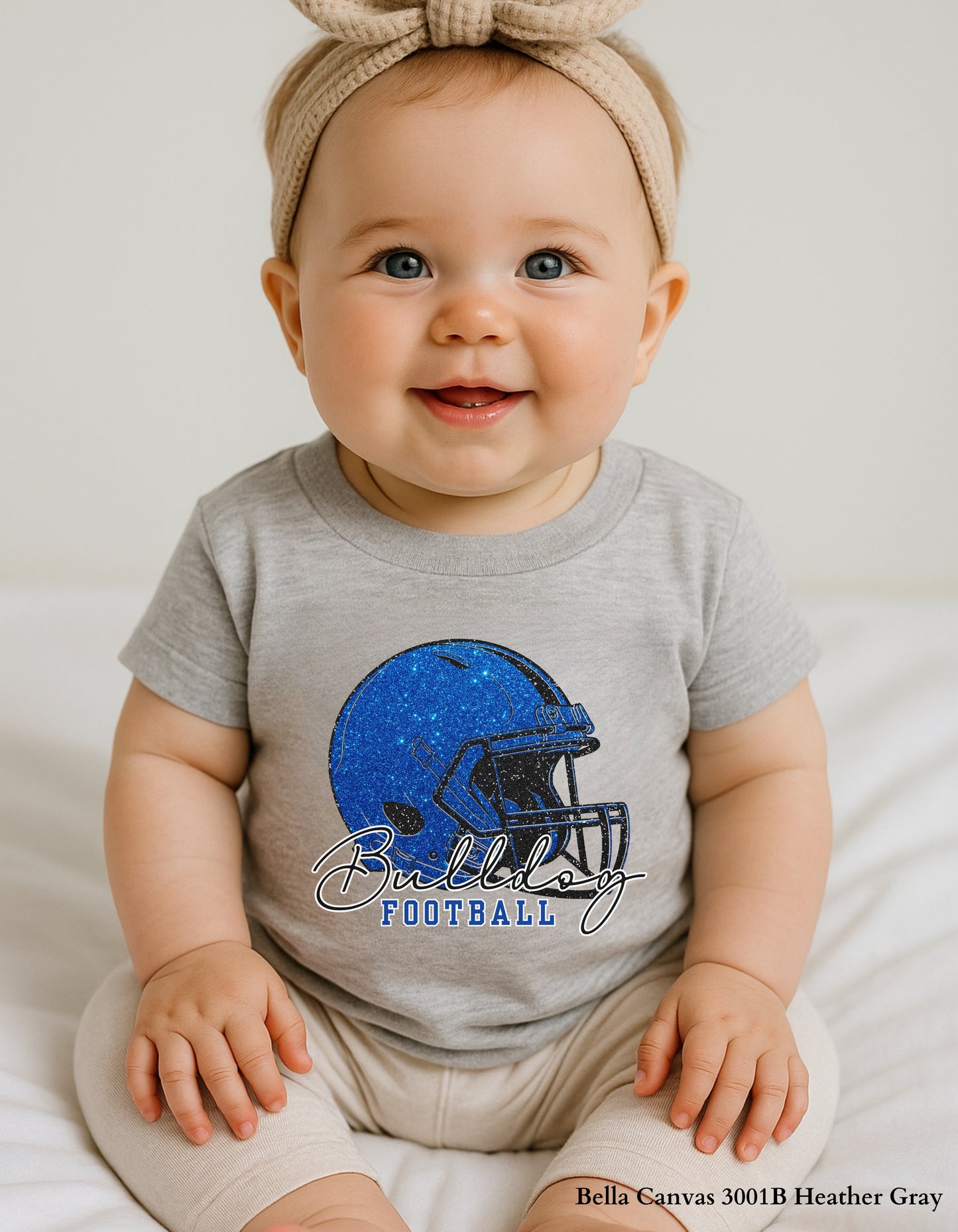 Kids Gold Hill Bulldogs Football Shirt – Faux Glitter Helmet Design (Infant, Toddler, and Youth Game Day Top)