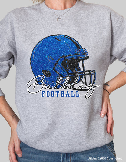 Gold Hill Bulldogs Football Shirt – Faux Glitter Helmet Design (Adult Game Day Tee or Sweatshirt)