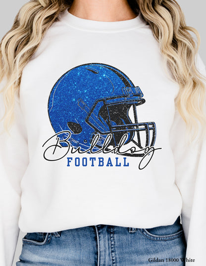 Gold Hill Bulldogs Football Shirt – Faux Glitter Helmet Design (Adult Game Day Tee or Sweatshirt)