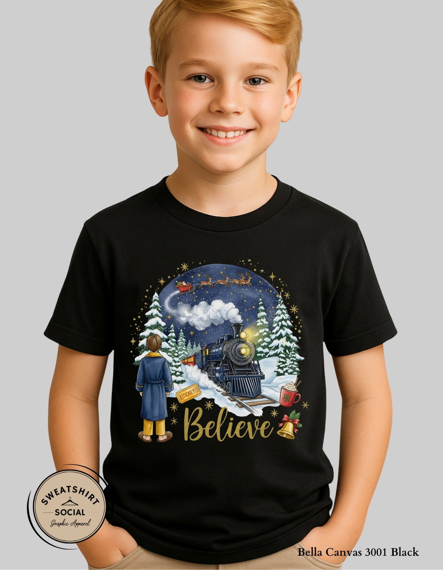 Kids Believe Christmas Sweatshirt – Magical Holiday Train (Infant–Youth Sizes)