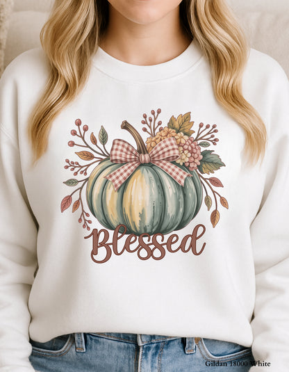 Blessed Pumpkin Shirt – Fall Floral Thanksgiving Tee (Adult Sizes S–2XL)