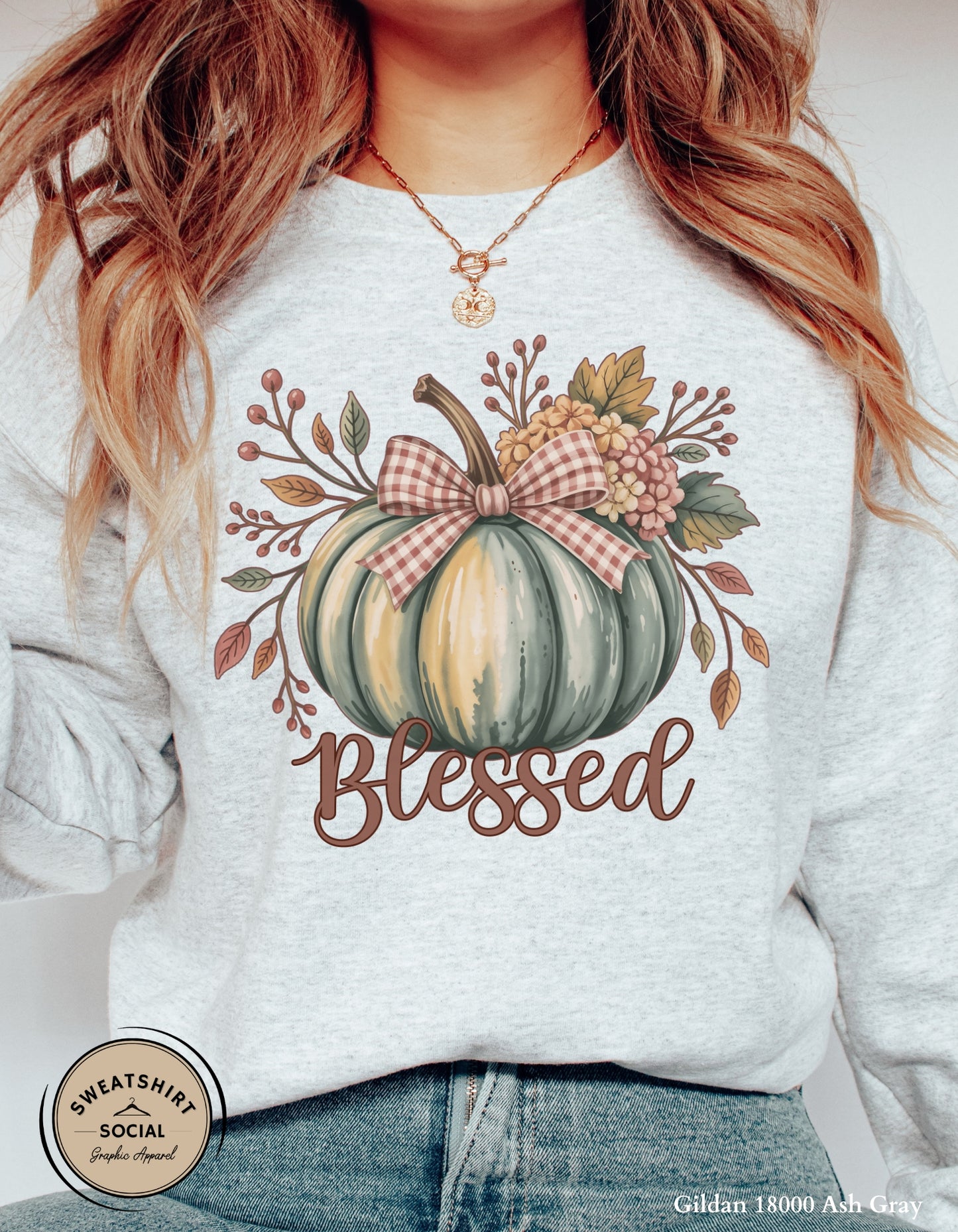 Blessed Pumpkin Shirt – Fall Floral Thanksgiving Tee (Adult Sizes S–2XL)
