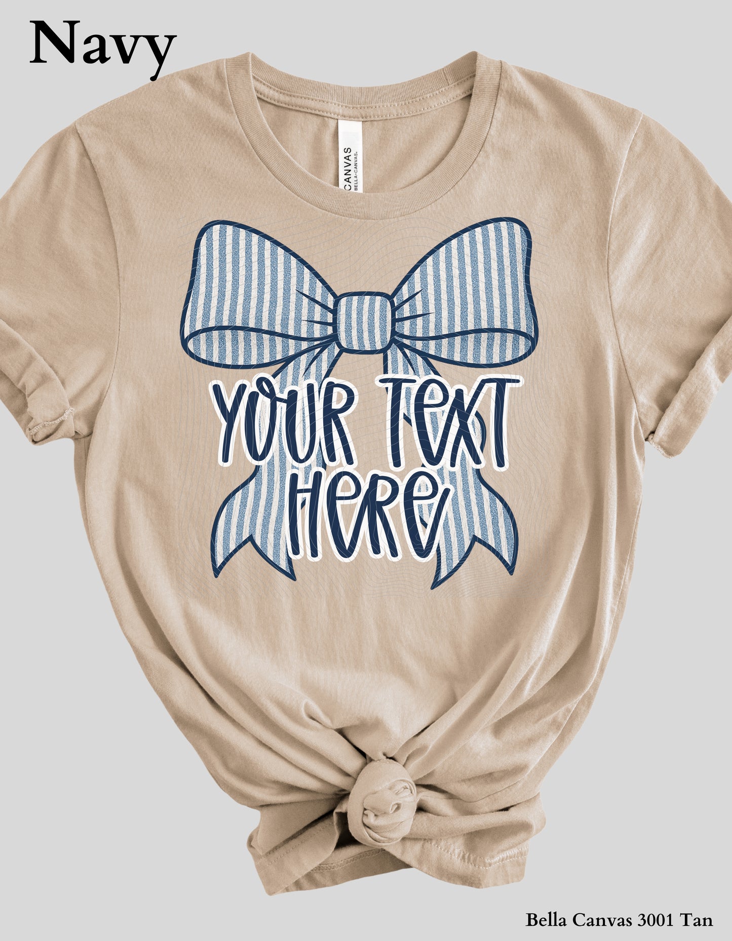 Custom Bow Shirt – Personalized Name or Phrase Tee with Striped Bow Design (Adult Sizes)