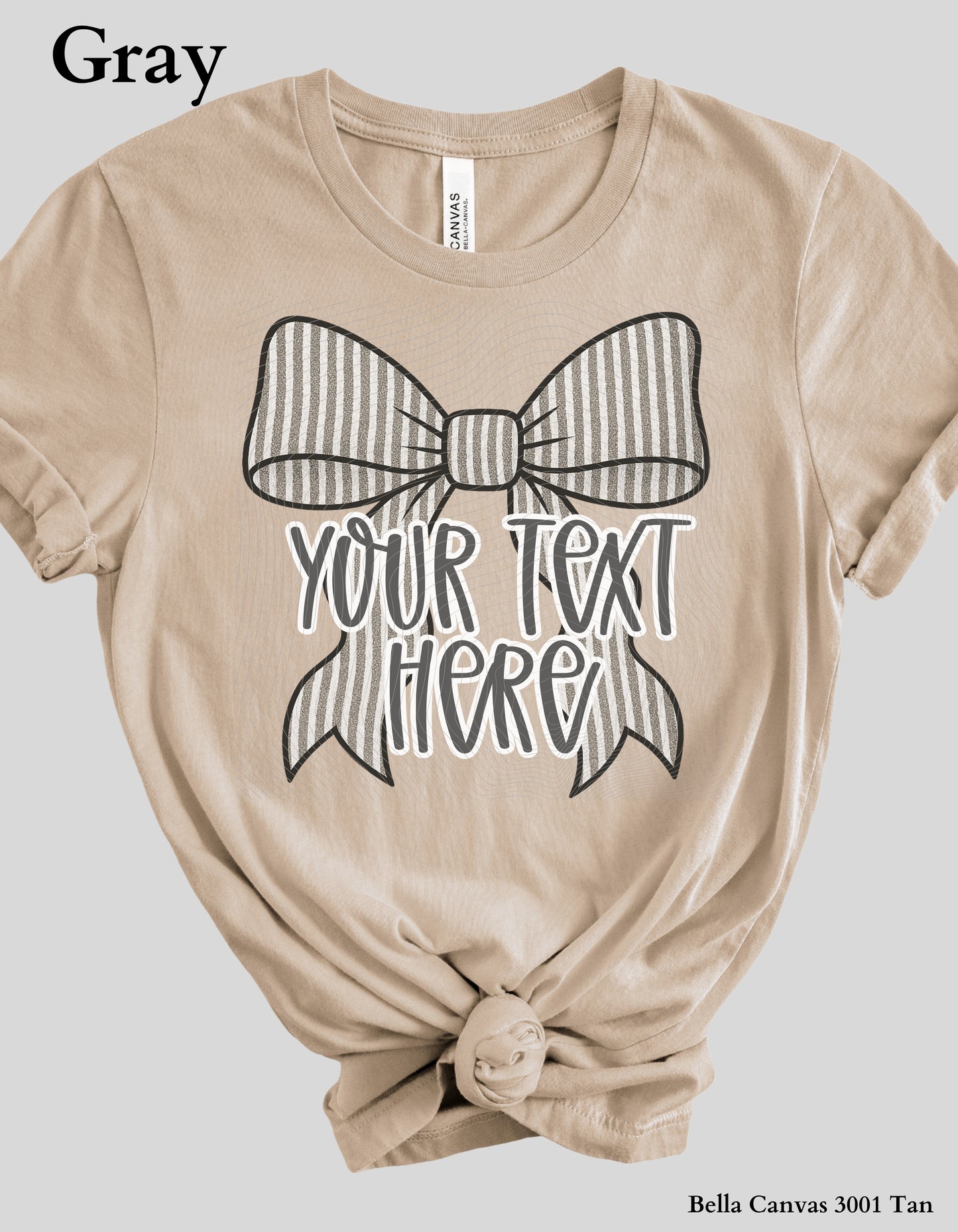 Custom Bow Shirt – Personalized Name or Phrase Tee with Striped Bow Design (Adult Sizes)