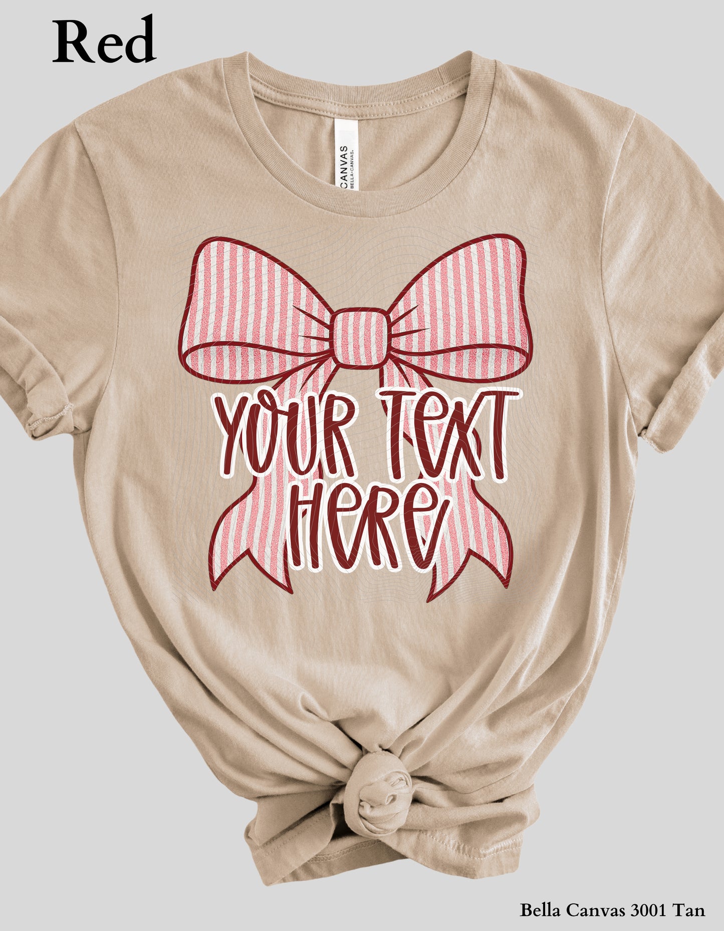 Custom Bow Shirt – Personalized Name or Phrase Tee with Striped Bow Design (Adult Sizes)