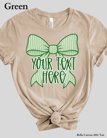Custom Bow Shirt – Personalized Name or Phrase Tee with Striped Bow Design (Adult Sizes)