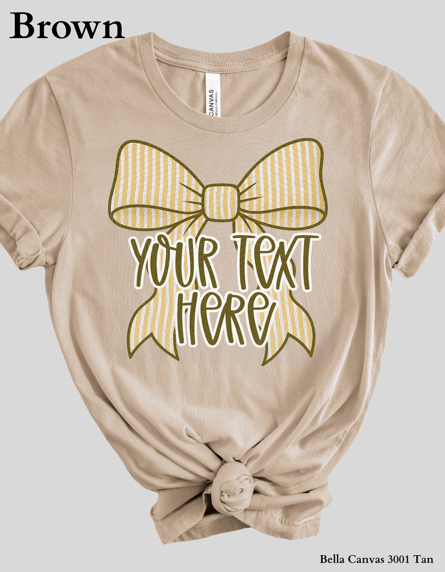 Custom Bow Shirt – Personalized Name or Phrase Tee with Striped Bow Design (Adult Sizes)