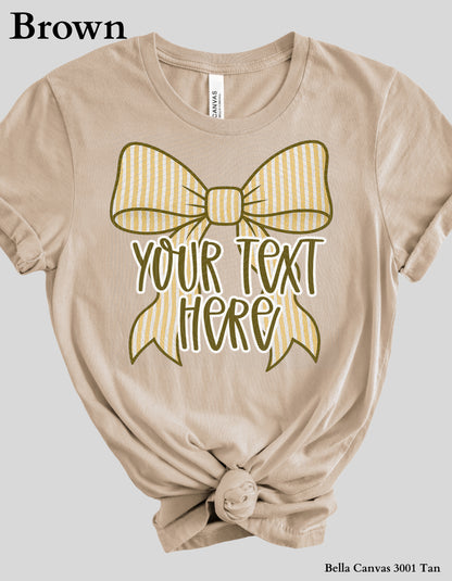 Custom Bow Shirt – Personalized Name or Phrase Tee with Striped Bow Design (Adult Sizes)
