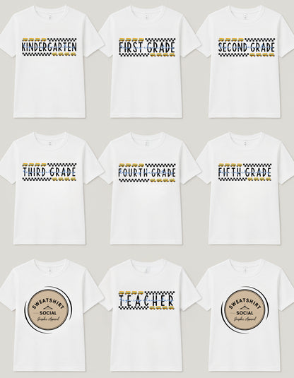 Custom Kids Grade Shirt – School Bus Back to School Tee (Bella+Canvas Toddler & Youth)
