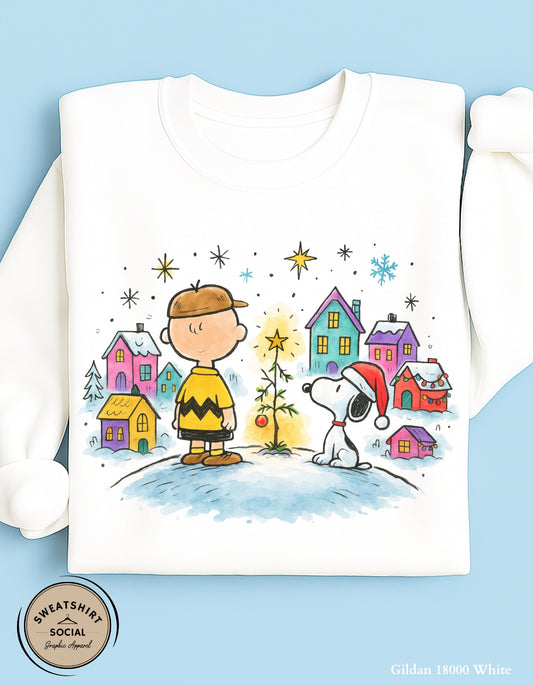 Classic Christmas Tree Sweatshirt – Vintage Holiday Crewneck (Adult Sizes S–2XL)