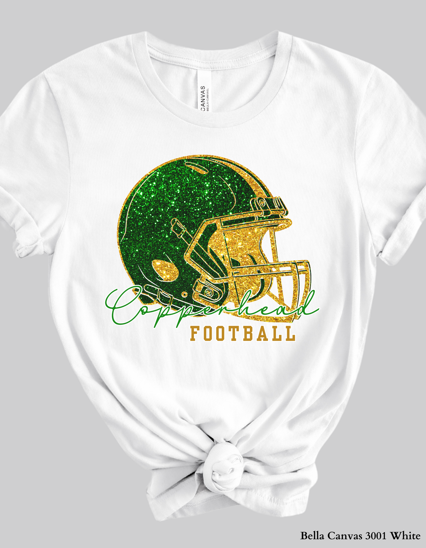 Catawba Ridge Copperheads Football Shirt – Faux Glitter Helmet Design (Game Day Spirit Tee or Sweatshirt)