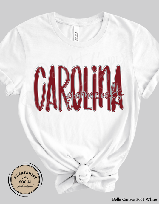 Carolina Gamecocks Lettered Look Tee or Sweatshirt – Adult Sizes