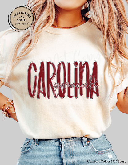 Carolina Gamecocks Lettered Look Tee or Sweatshirt – Adult Sizes
