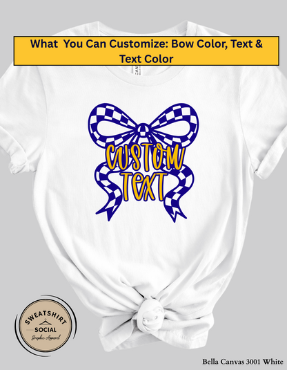 Custom Bow Shirt or Sweatshirt – Personalized Text & Colors (Adult Sizes)