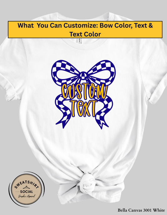 Custom Bow Shirt or Sweatshirt – Personalized Text & Colors (Adult Sizes)