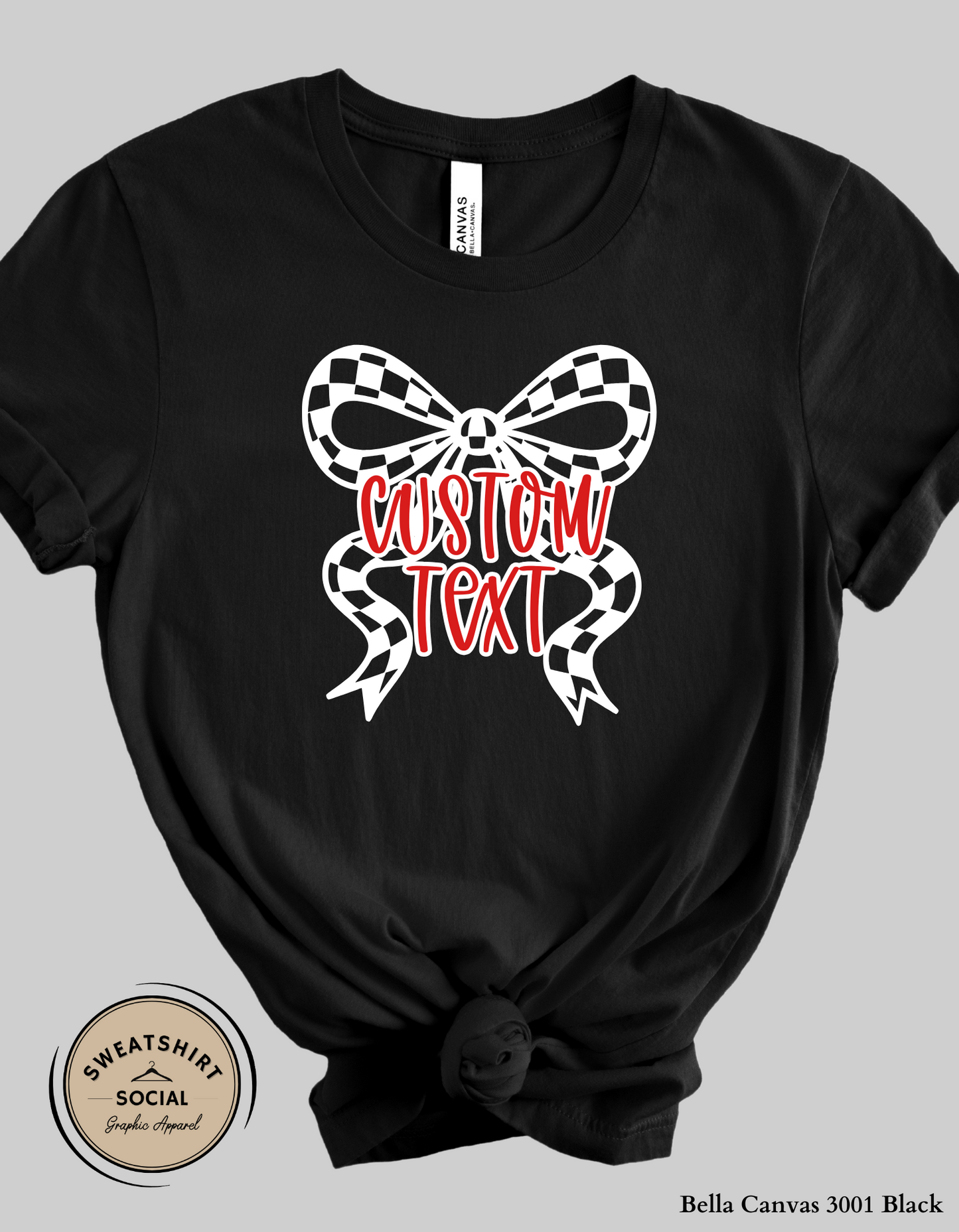 Custom Bow Shirt or Sweatshirt – Personalized Text & Colors (Adult Sizes)