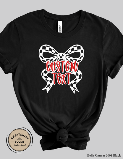 Custom Bow Shirt or Sweatshirt – Personalized Text & Colors (Adult Sizes)