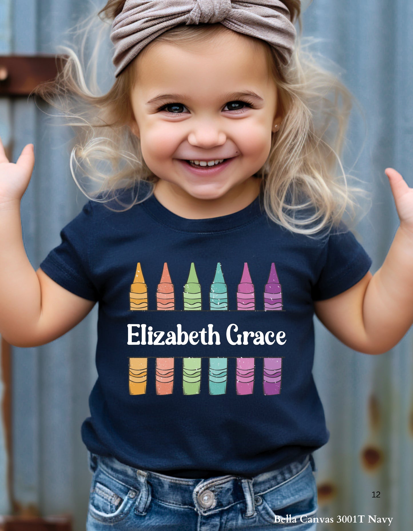 Custom Crayon Grade Shirt – Personalized Back to School Tee for Kids (Bella+Canvas Toddler & Youth Sizes)