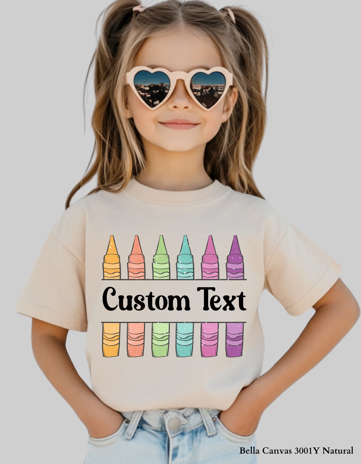 Custom Crayon Grade Shirt – Personalized Back to School Tee for Kids (Bella+Canvas Toddler & Youth Sizes)