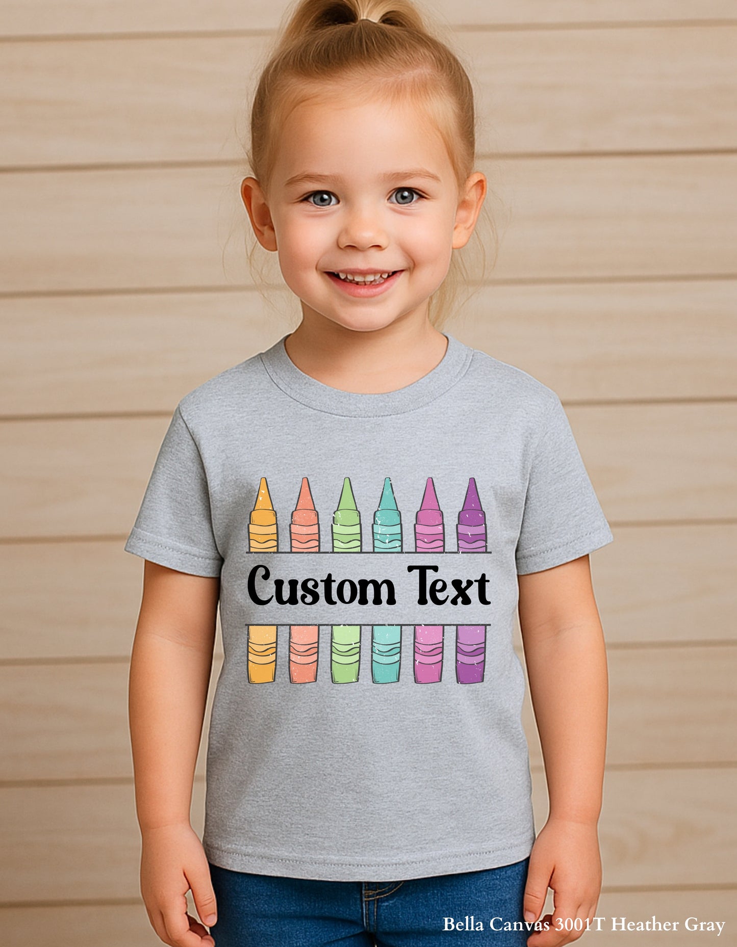 Custom Crayon Grade Shirt – Personalized Back to School Tee for Kids (Bella+Canvas Toddler & Youth Sizes)