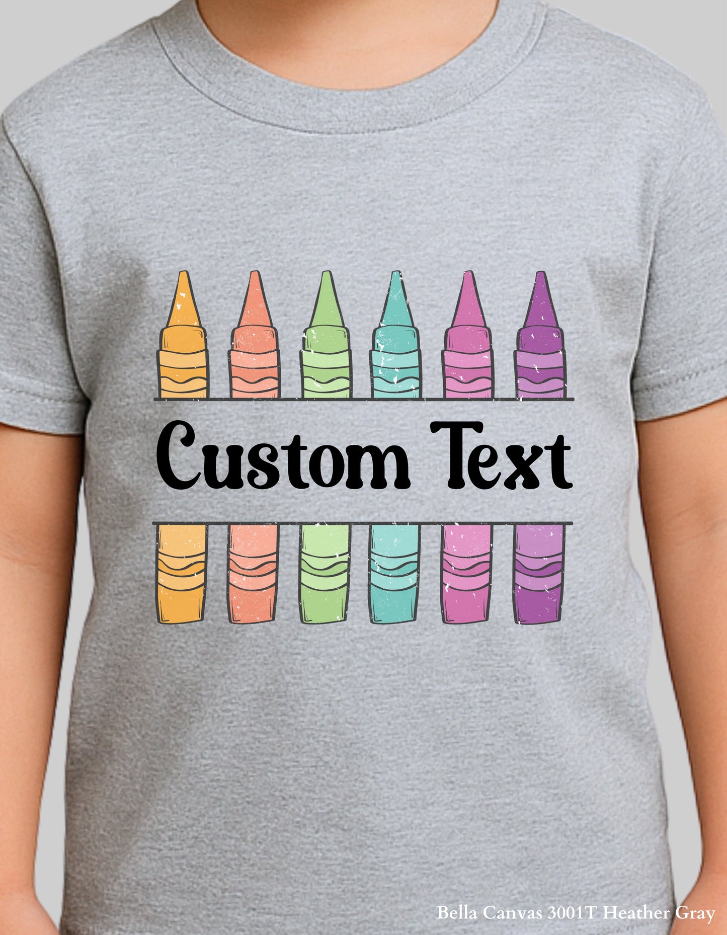 Custom Crayon Grade Shirt – Personalized Back to School Tee for Kids (Bella+Canvas Toddler & Youth Sizes)