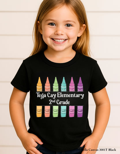 Custom Crayon Grade Shirt – Personalized Back to School Tee for Kids (Bella+Canvas Toddler & Youth Sizes)