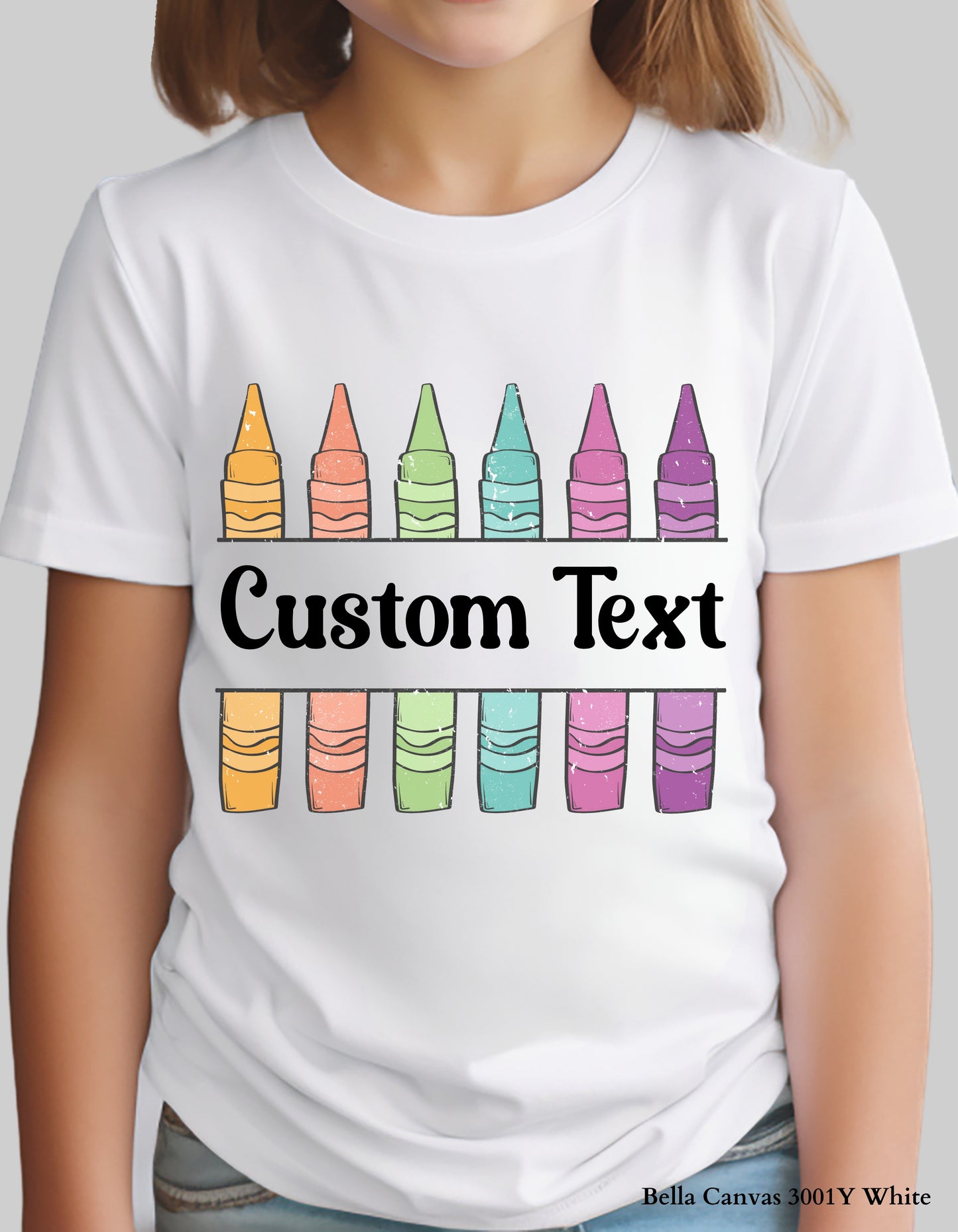 Custom Crayon Grade Shirt – Personalized Back to School Tee for Kids (Bella+Canvas Toddler & Youth Sizes)