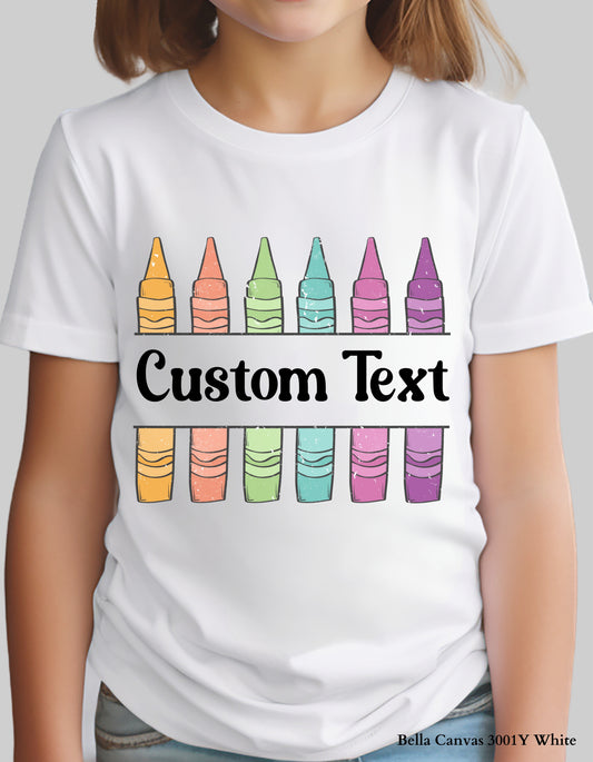 Custom Crayon Grade Shirt – Personalized Back to School Tee for Kids (Bella+Canvas Toddler & Youth Sizes)