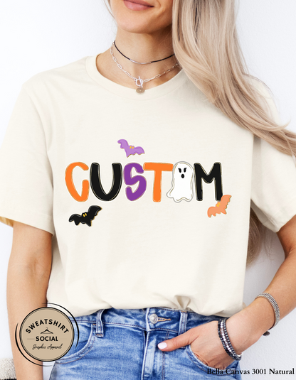 Adult Custom Halloween Alpha Shirt – Personalized T-Shirt or Sweatshirt (Unisex S–2XL)