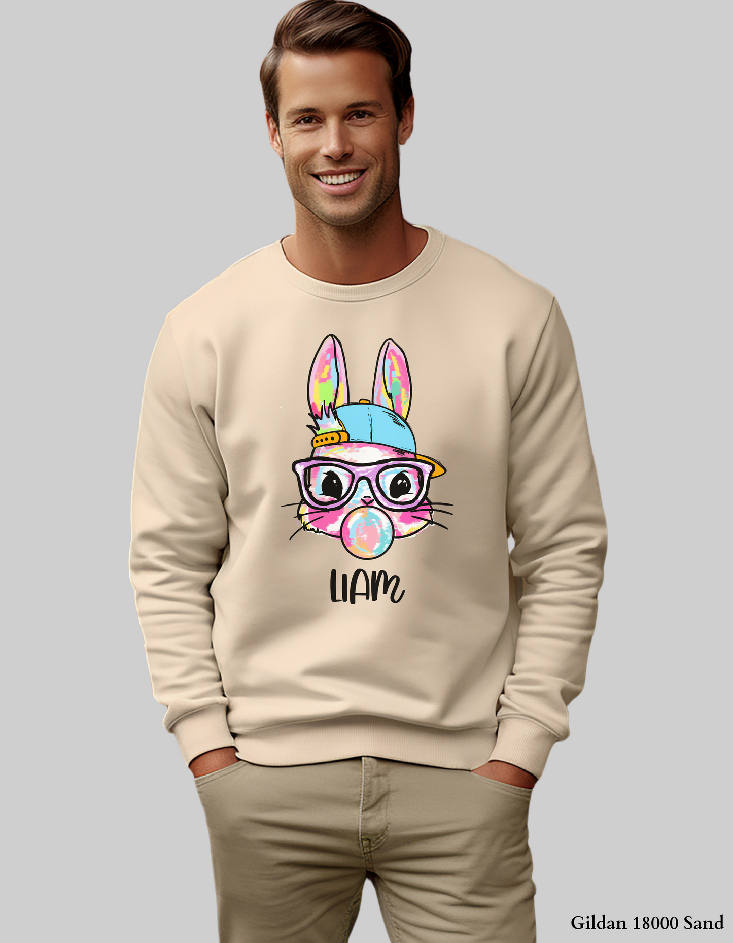 Custom Boy Bubble Bunny – Personalized Adult Easter T-Shirt or Sweatshirt (Family Matching)