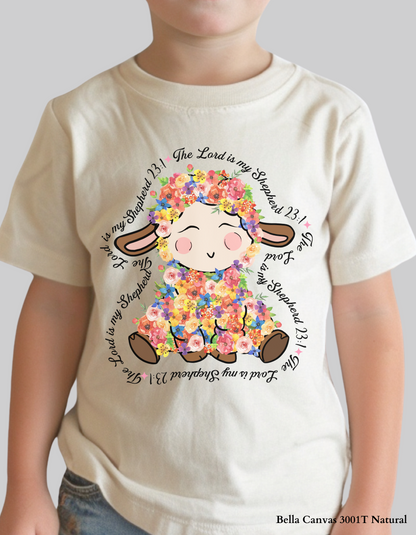 Kids’ Floral Lamb – Psalm 23:1 Easter T-Shirt or Sweatshirt (Family Matching)