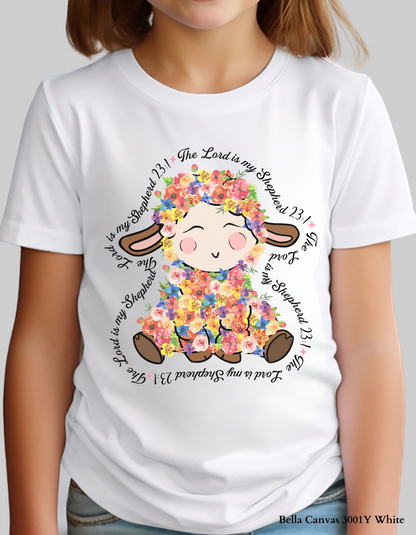 Kids’ Floral Lamb – Psalm 23:1 Easter T-Shirt or Sweatshirt (Family Matching)