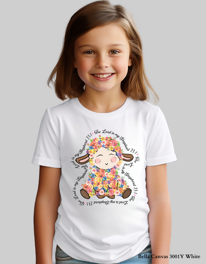 Kids’ Floral Lamb – Psalm 23:1 Easter T-Shirt or Sweatshirt (Family Matching)