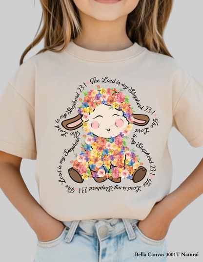 Kids’ Floral Lamb – Psalm 23:1 Easter T-Shirt or Sweatshirt (Family Matching)