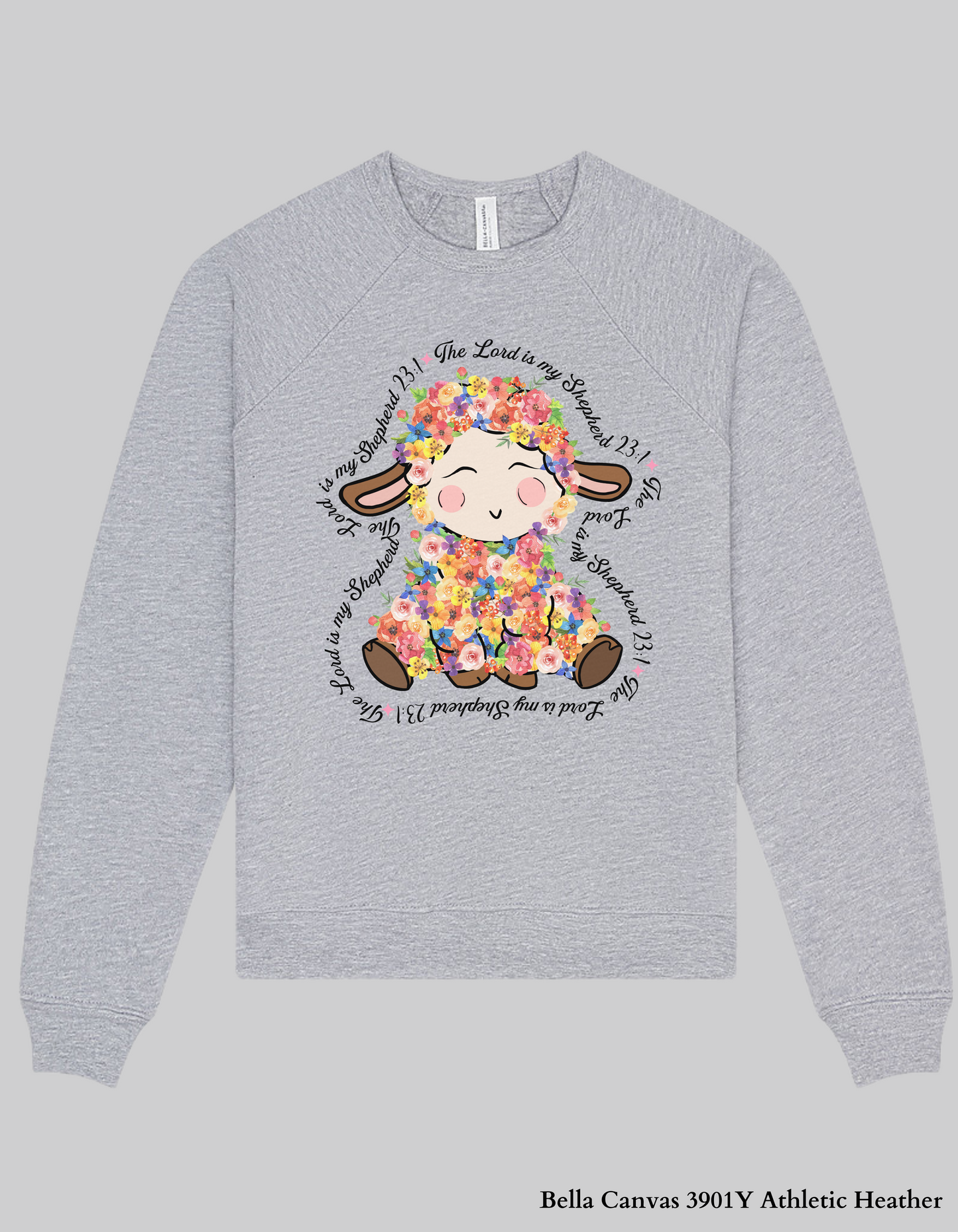 Kids’ Floral Lamb – Psalm 23:1 Easter T-Shirt or Sweatshirt (Family Matching)