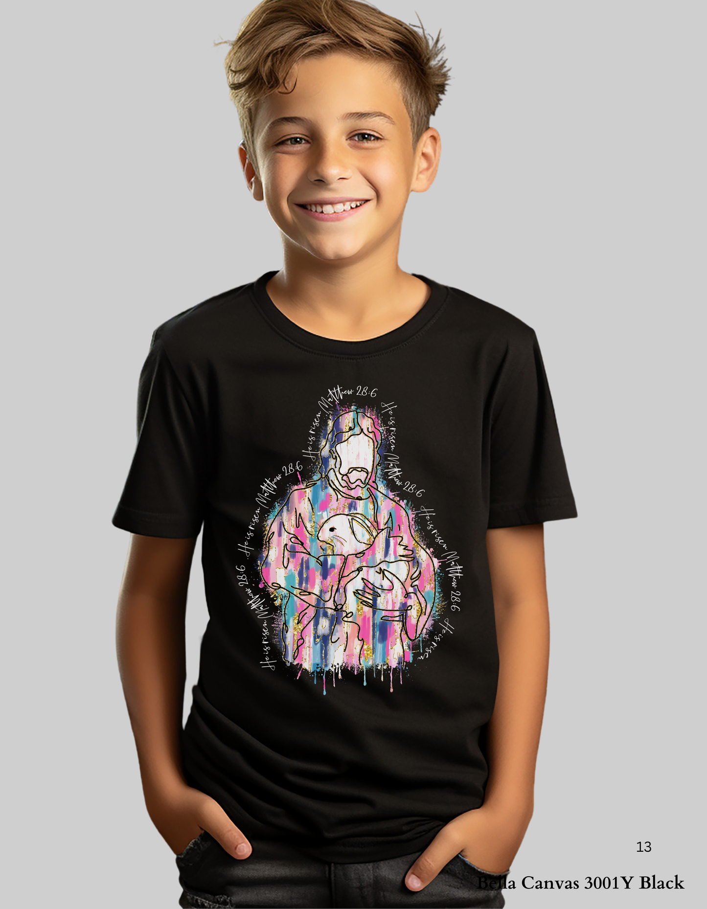 Kids He Is Risen – Matthew 28:6 Easter T-Shirt and Sweatshirt