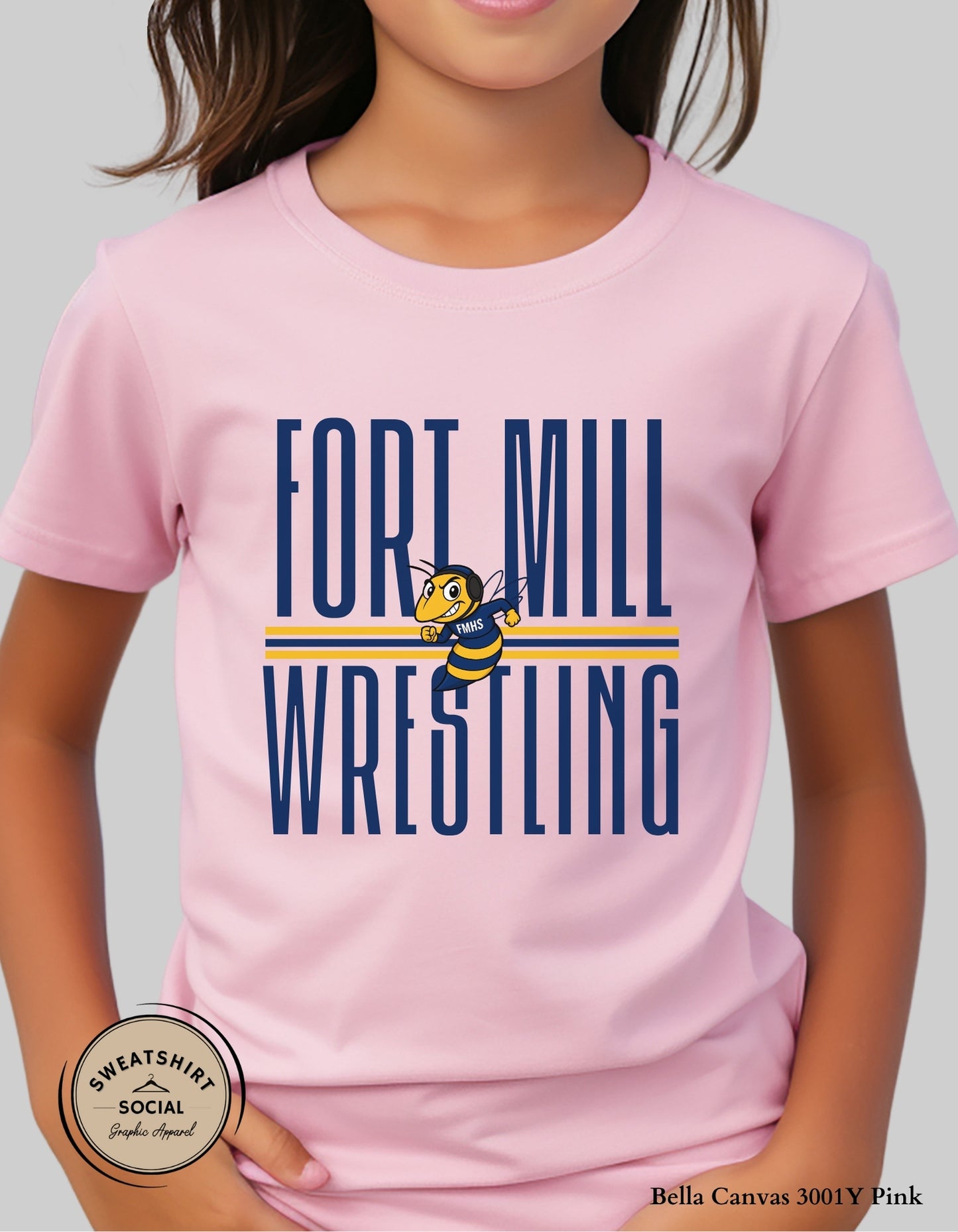 Kids Fort Mill Wrestling Shirt – Yellow Jacket Team Spirit Design (Infant, Toddler & Youth)