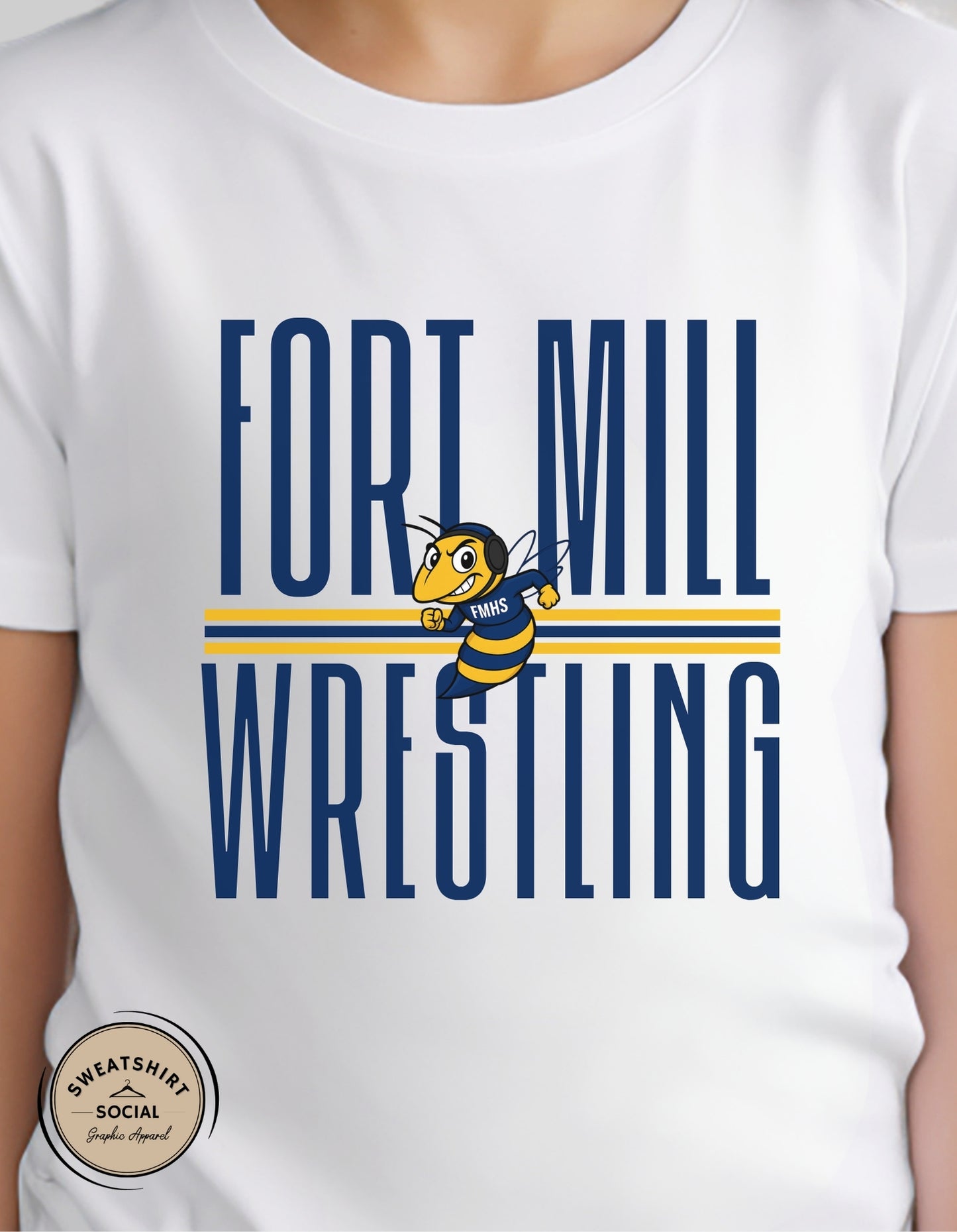 Kids Fort Mill Wrestling Shirt – Yellow Jacket Team Spirit Design (Infant, Toddler & Youth)