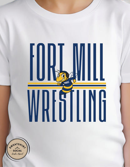 Kids Fort Mill Wrestling Shirt – Yellow Jacket Team Spirit Design (Infant, Toddler & Youth)