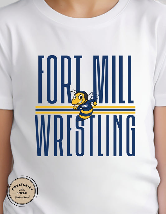 Kids Fort Mill Wrestling Shirt – Yellow Jacket Team Spirit Design (Infant, Toddler & Youth)