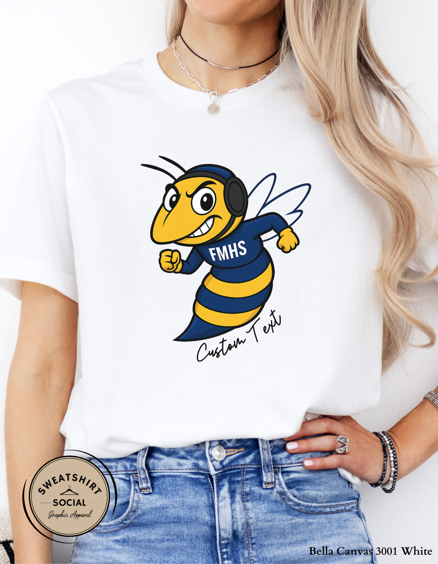 Custom Fort Mill Yellow Jackets Wrestling Mascot T-Shirt or Sweatshirt – Add Your Text (Adult Sizes S–2XL)