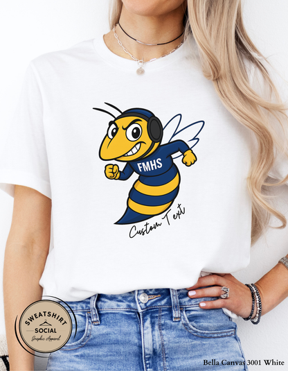 Custom Fort Mill Yellow Jackets Wrestling Mascot T-Shirt or Sweatshirt – Add Your Text (Adult Sizes S–2XL)