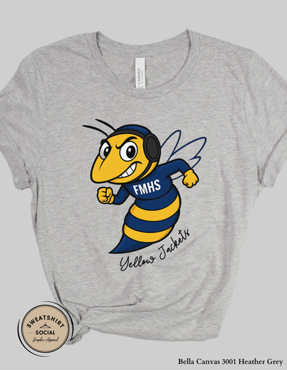 Custom Fort Mill Yellow Jackets Wrestling Mascot T-Shirt or Sweatshirt – Add Your Text (Adult Sizes S–2XL)