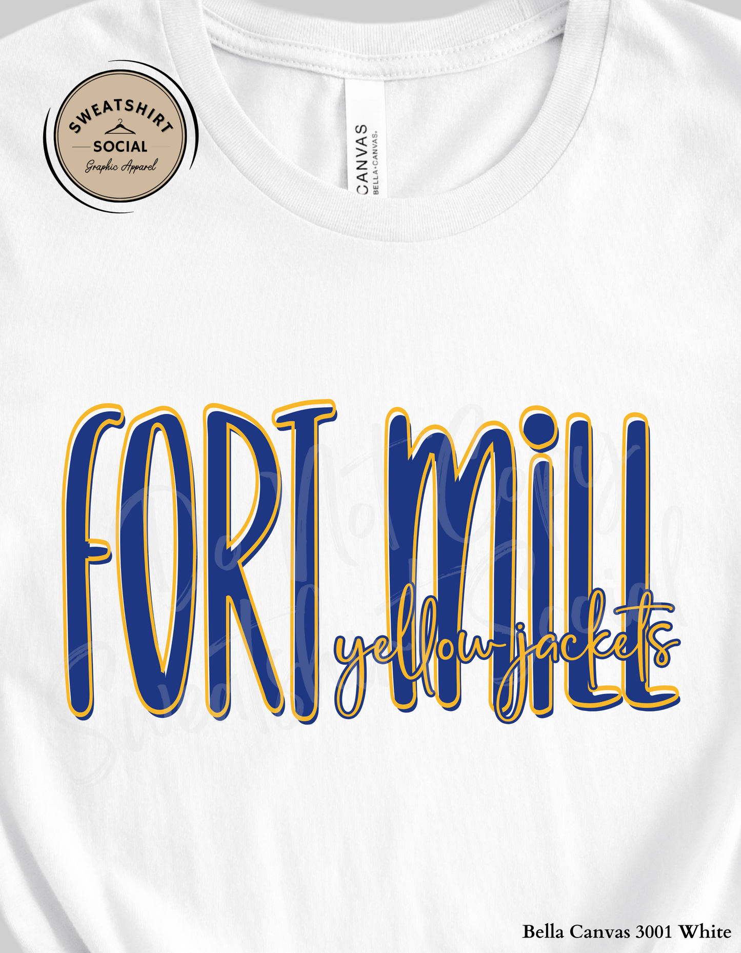 Fort Mill Yellow Jackets Lettered Look Tee or Sweatshirt – Blue & Yellow (Adult Sizes)
